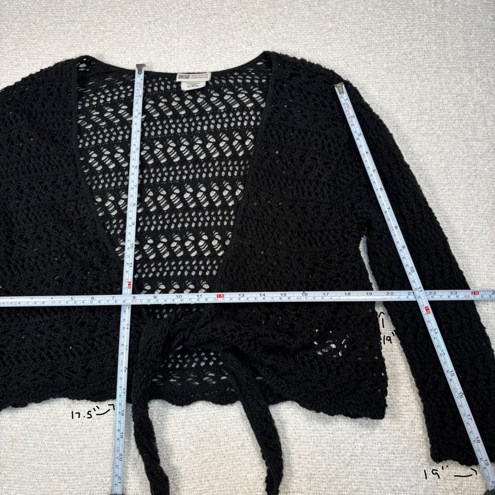vintage 90s faded glory black open knit cardigan whimsygoth grunge fairy Y2K - Picture 5 of 6